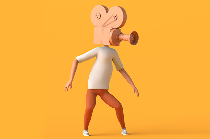 Ilustracin de Persona con Cabeza de Cmara de Video