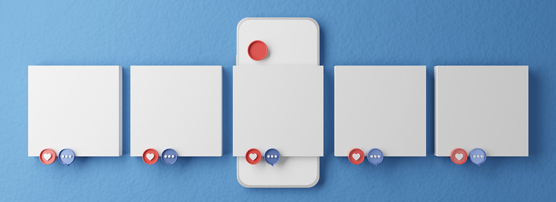 Ilustracin de Varios Posts de Instagram Siendo Ordenados Sobre Pantalla de Telfono