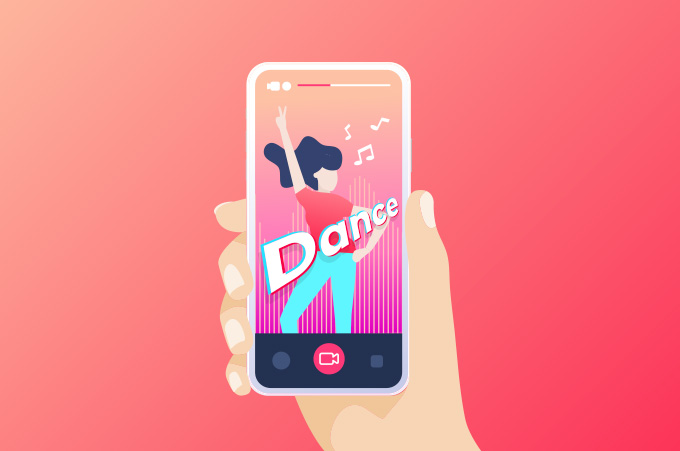 Ilustracin de Persona Celebrando dentro de Pantalla de Celular en Video de TikTok
