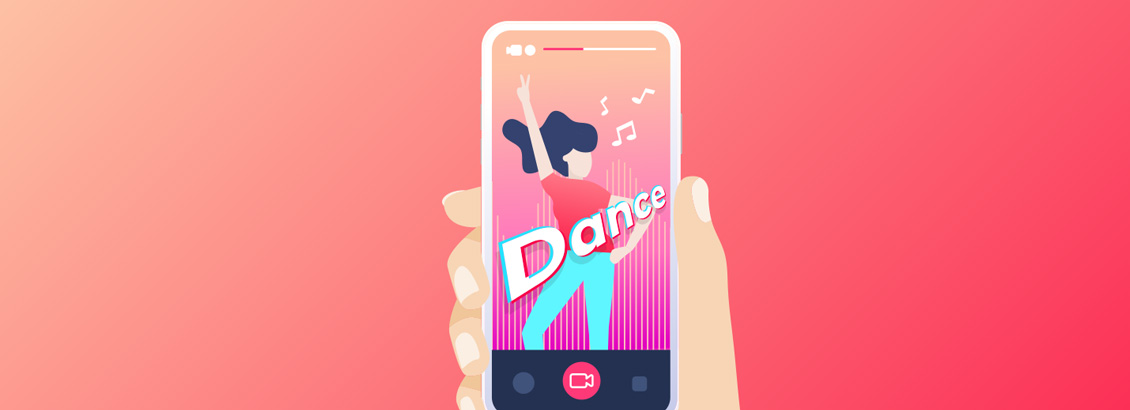 Ilustración de Persona Celebrando dentro de Pantalla de Celular en Video de TikTok