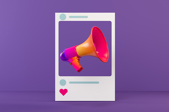Publicacin de Instagram con Megfono para Simbolizar el Uso de Publicidad en los Reels