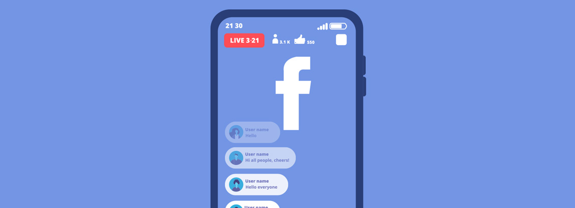 Ilustracin de Smartphone que Muestra un Live en Facebook