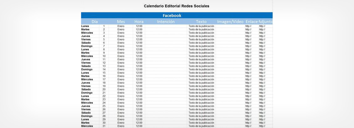 Plantilla Calendario Editorial de Facebook