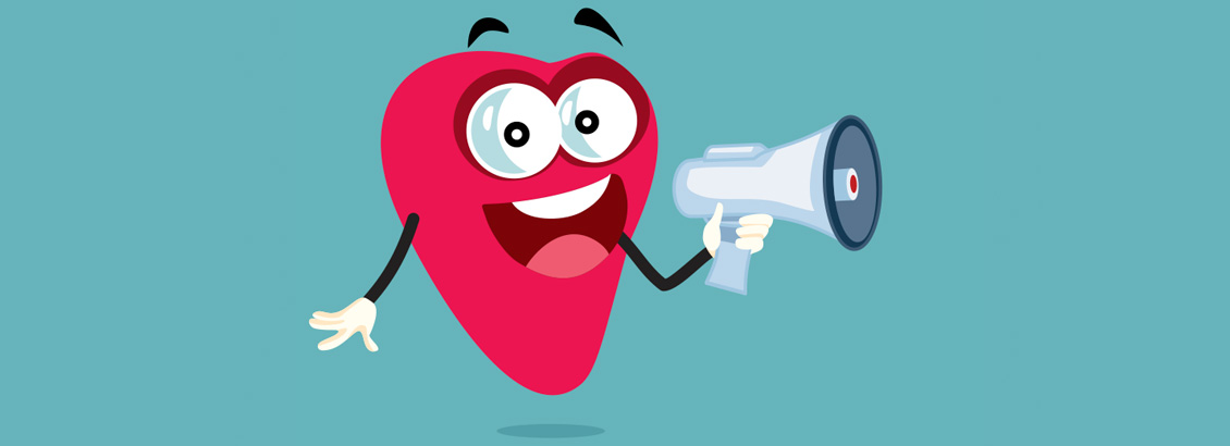Ilustración de Personaje de Corazón Sosteniendo Megáfono