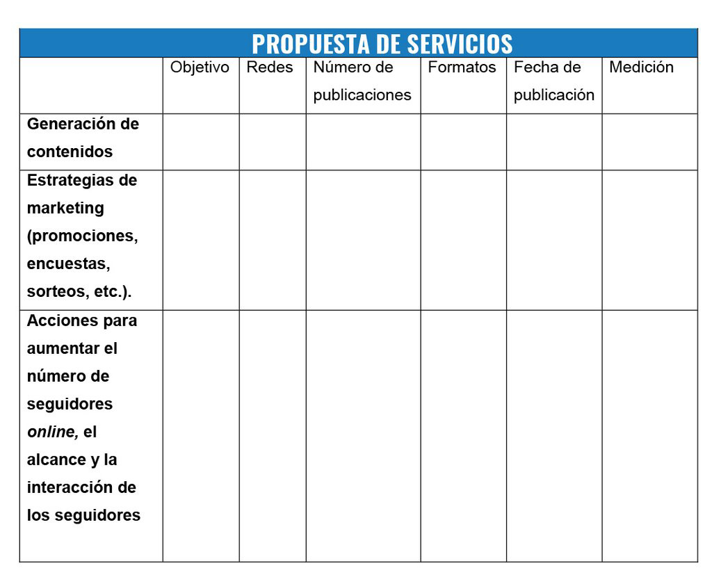Plantilla de Propuesta de Servicios Para Redes Sociales