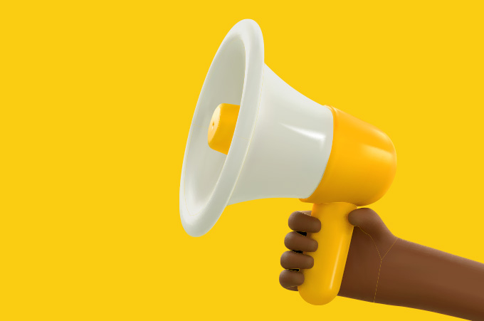 Ilustracin de Mano Sosteniendo Megfono Amarillo