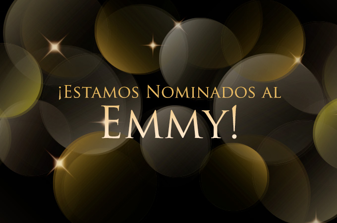 Fondo Oscuro y Brillos Dorados con Texto de Nominacin al Emmy