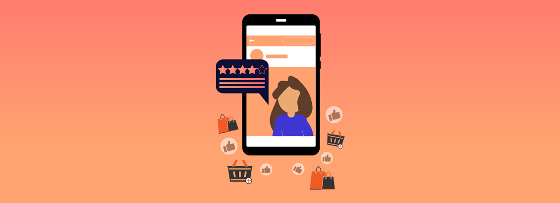 Ilustración de Microinfluencer en Post de Redes Haciendo Reseña de Producto
