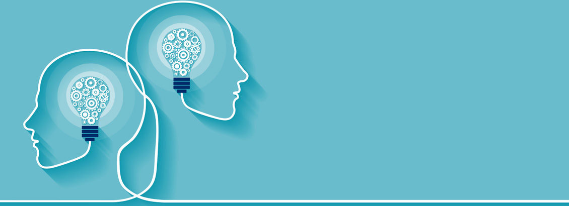 Ilustracin de Silueta de la Cabeza de Dos Personas con Bombilla Reemplazando Cerebro