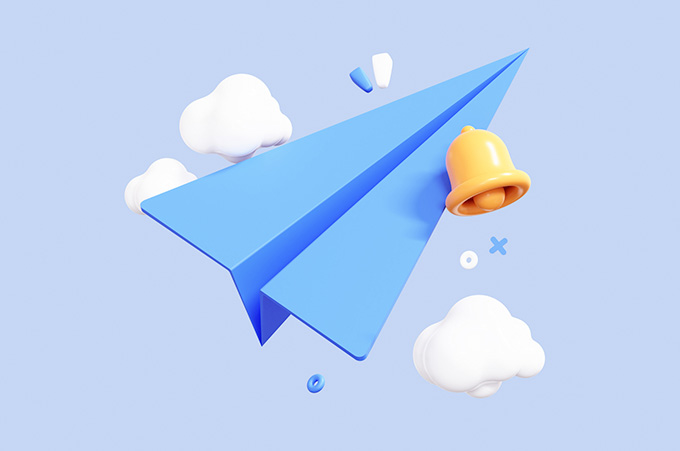 Ilustracin 3D de Avin de Papel Simbolizando el Logo de Telegram