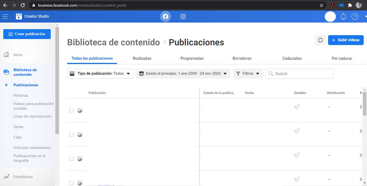 Creator Studio de Facebook