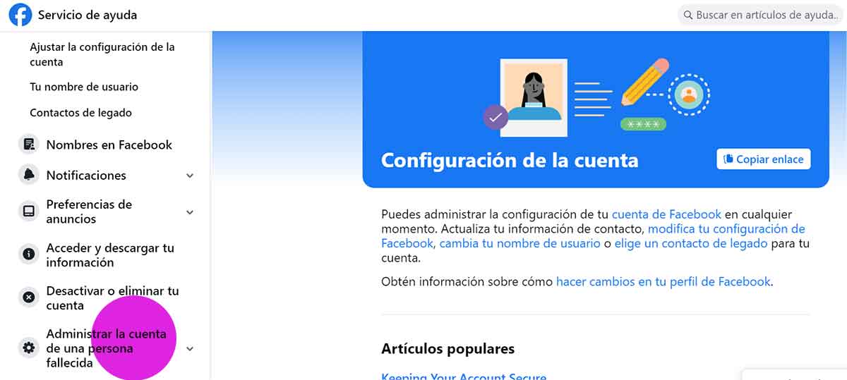 cuenta en Facebook de muerto