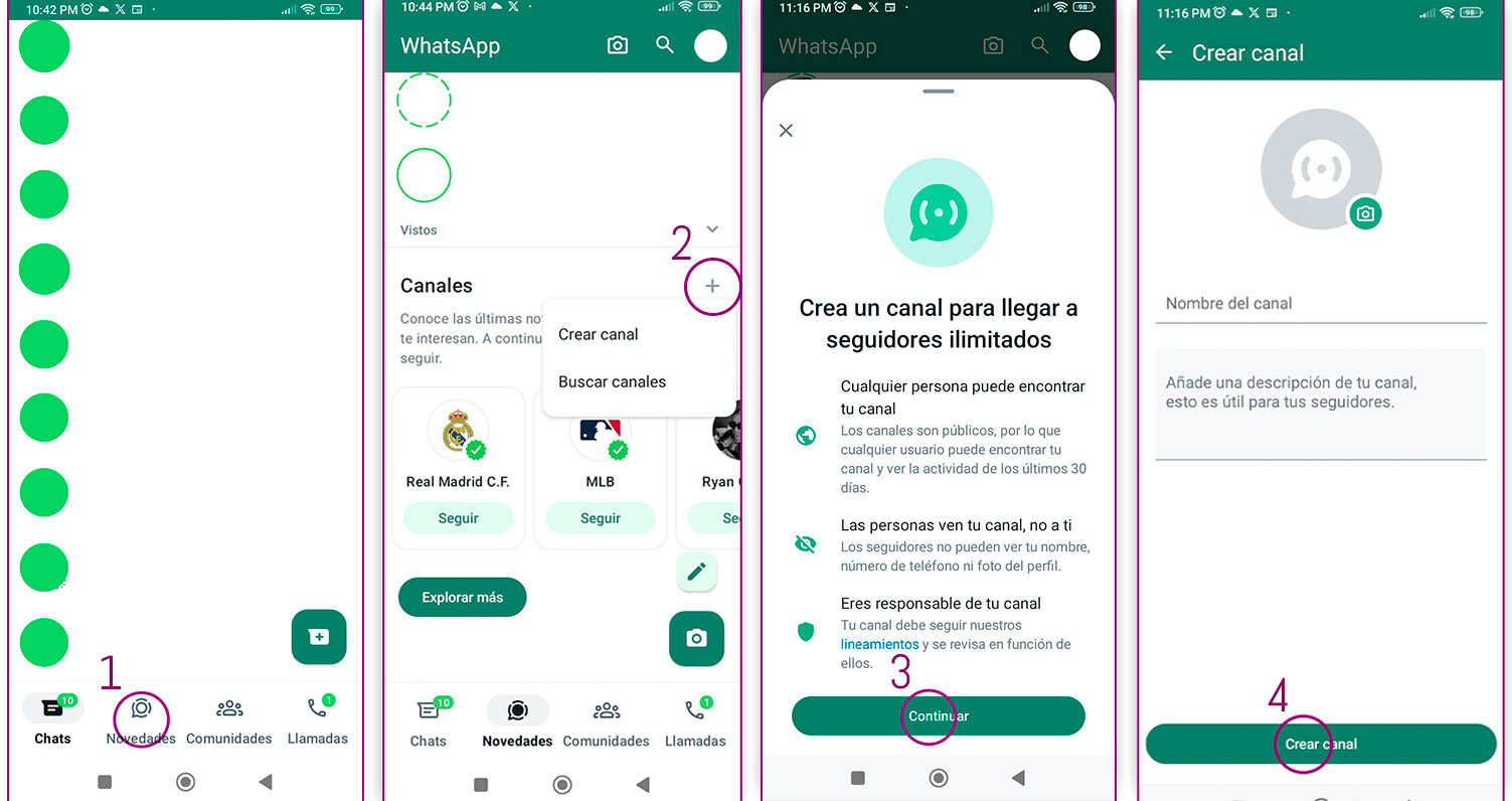 Crear canal de whatsapp