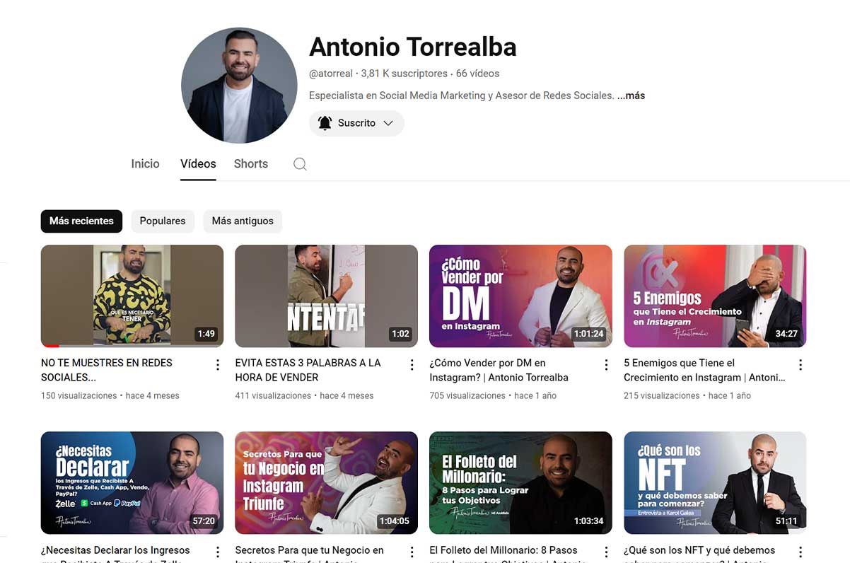 Testing de portadas en Youtube 